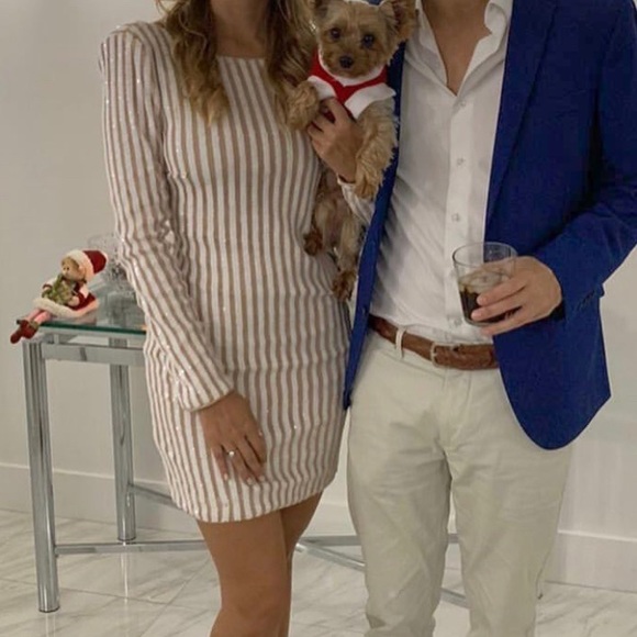 Sequin mini dress from Forever 21. Long sleeves & padded shoulders. - Picture 4 of 5